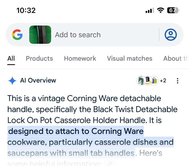 DETACHABLE CORNING WARE HANDLE