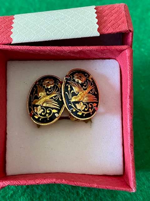 24 CT GOLD ENCRUSTED DAMASCENE SPANISH CLIP ON EARRINGS
