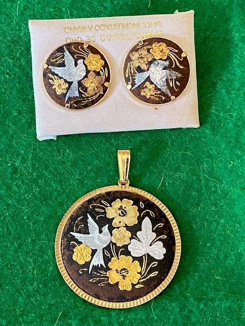 24CT GOLD ENCRUSTED DAMASCENE SPANISH JEWELRY SET