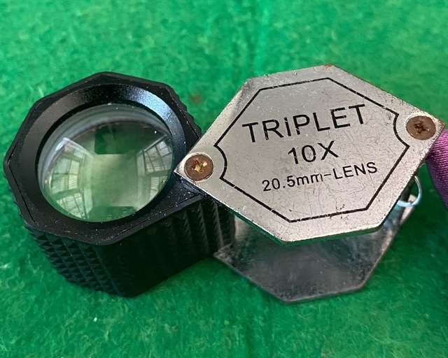 HEXAGON FRAME TRIPLE GLASS LENS JEWELER LOUPE 10X POWER