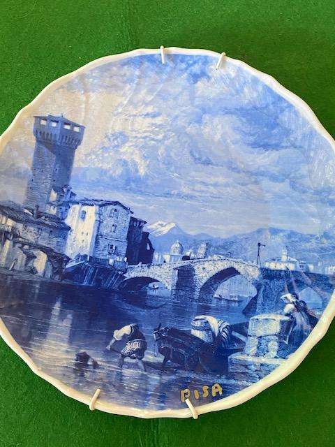 26cm Blue Delft Shimding Bavaria 216 with tower of Pisa Wall Plate