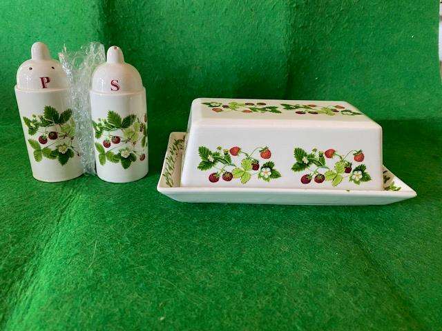ANTIQUE PORTMEIRION  BUTTERDISH AND SALT & PEPPER