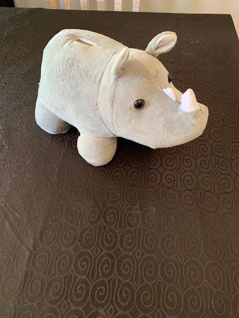 PLUSH TOY RHINO COIN BANK