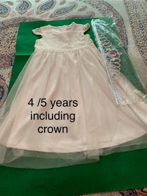 PARTY DRESS 5 to 6 YEARS  INCLUDING gold CROWN