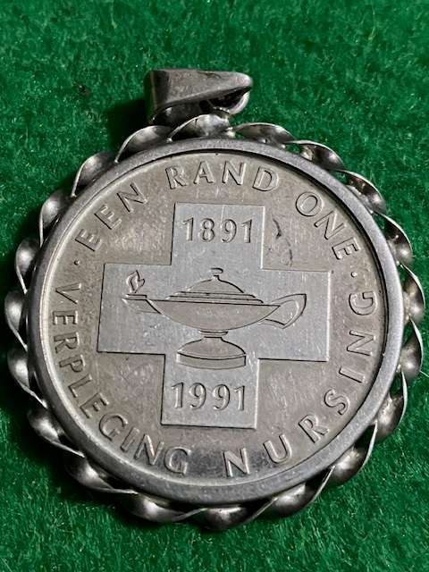 1991  R1 COIN SET IN 925 SILVER FRAME PENDANT