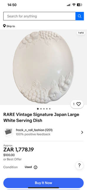 RARE VINTAGE SIGNATURE JAPAN LARGE WHITE SERVING DISH