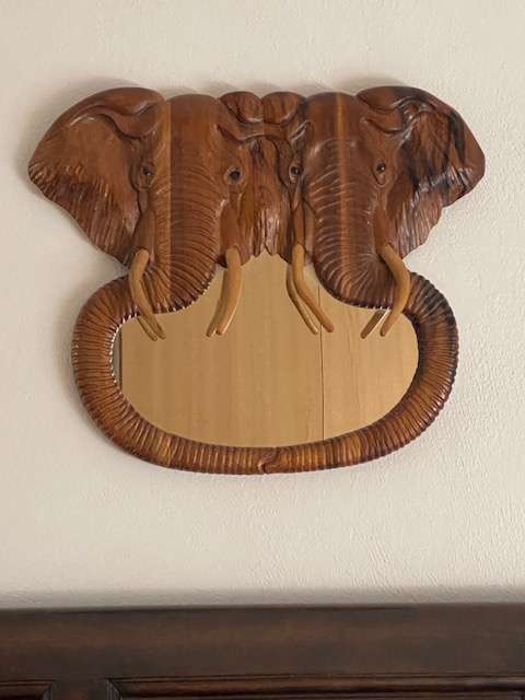 custom made wooden carved elephant wall mirror
