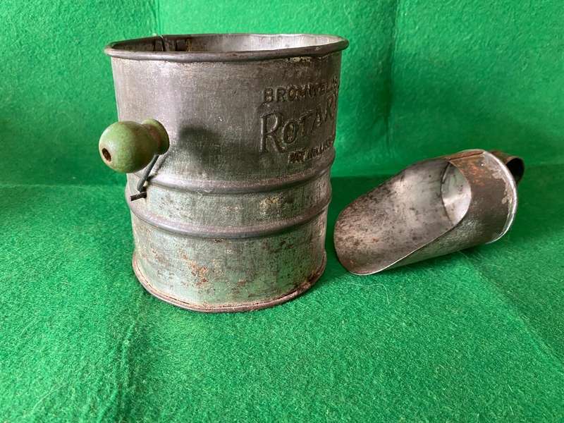 ANTIQUE  FLOUR SIEVE AND SCOOP