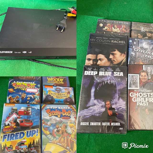 DVD player (TELEFUNKEN)  WITH 6 DVDS OF CHOICE