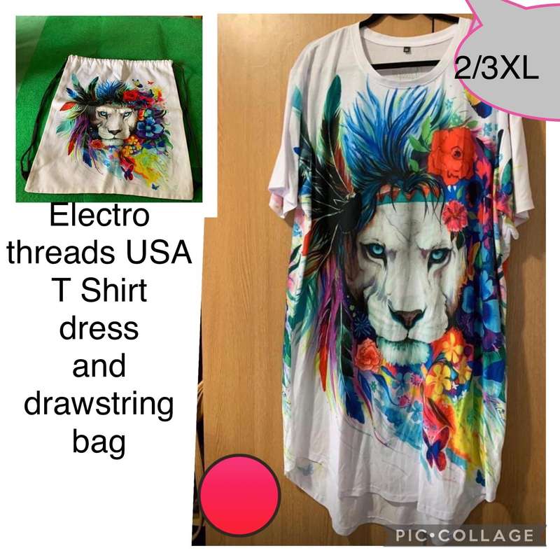 ELECTROTHREADS USA TSHIRT DRESS AND DRAWSTRING BAG COMBO