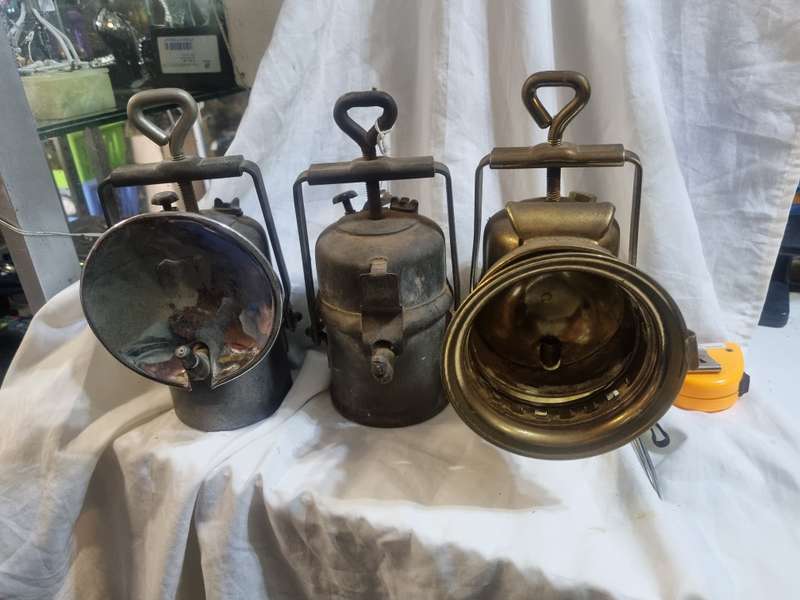 3 miners carbide lamps