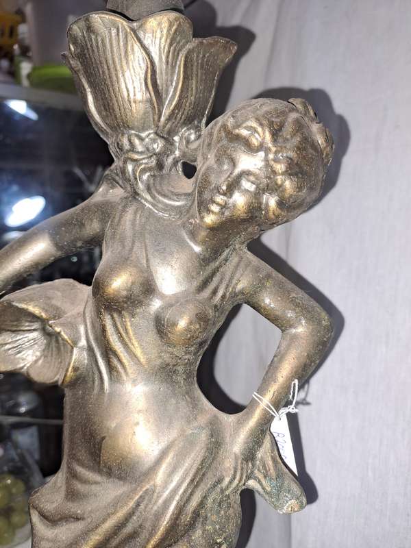 Vintage metal lady lamp