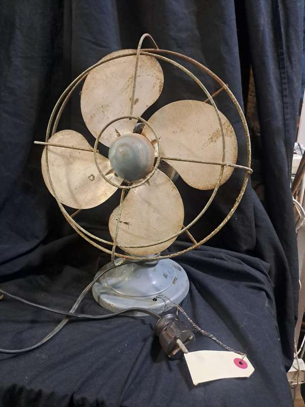 Antique metal grey fan (works)
