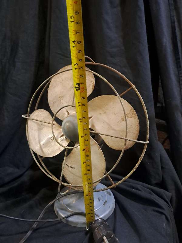 Antique metal grey fan (works)