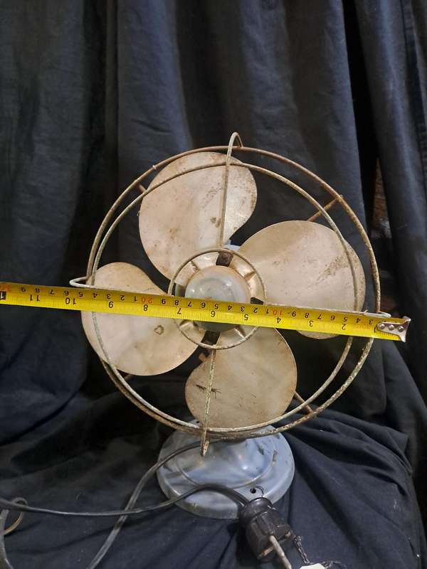 Antique metal grey fan (works)