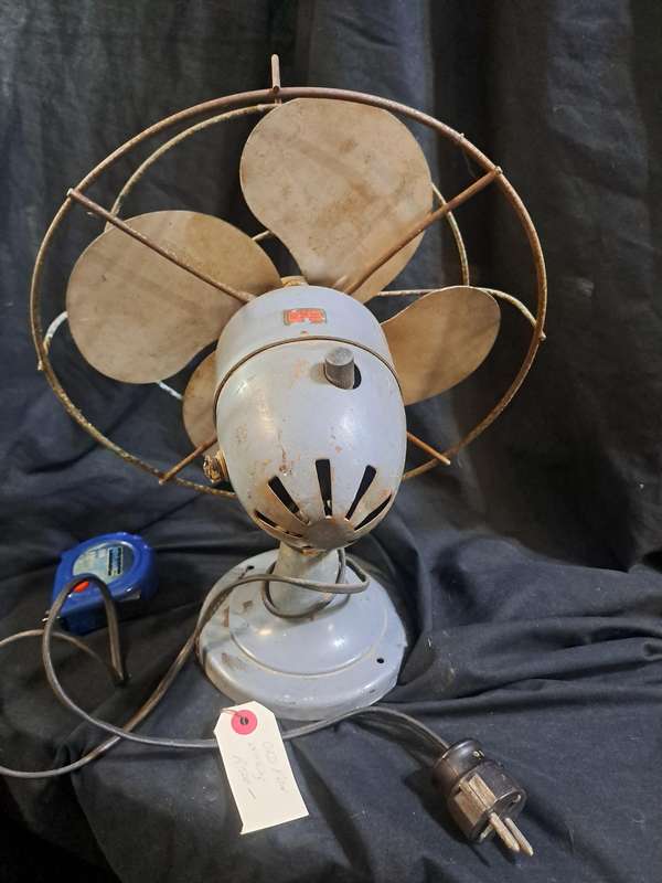 Antique metal grey fan (works)