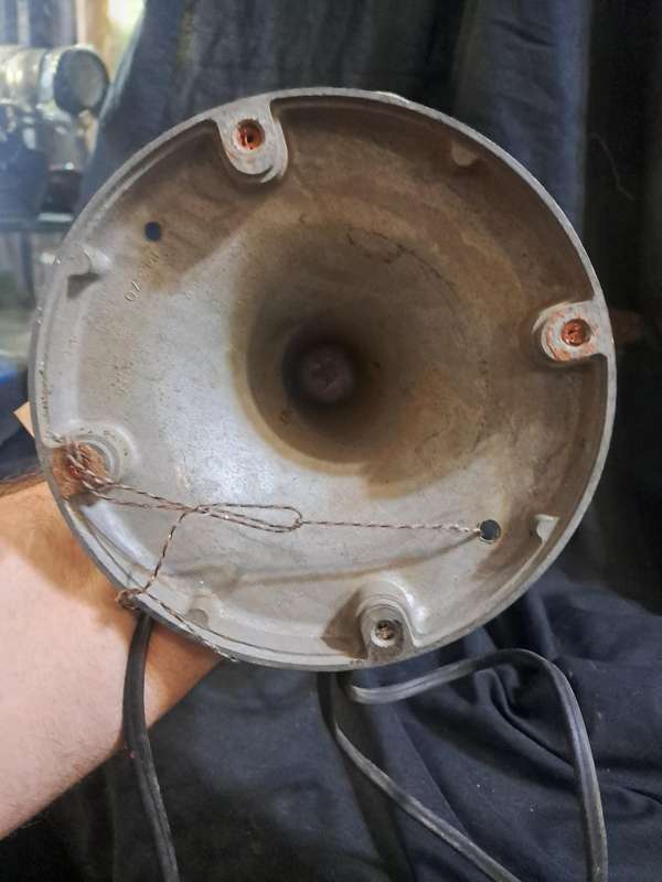 Antique metal grey fan (works)