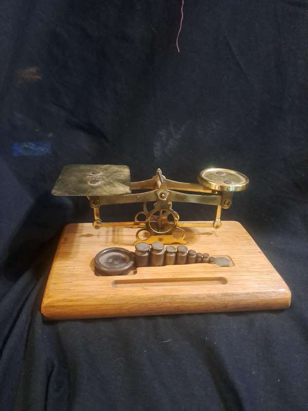 Antique brass postage scale