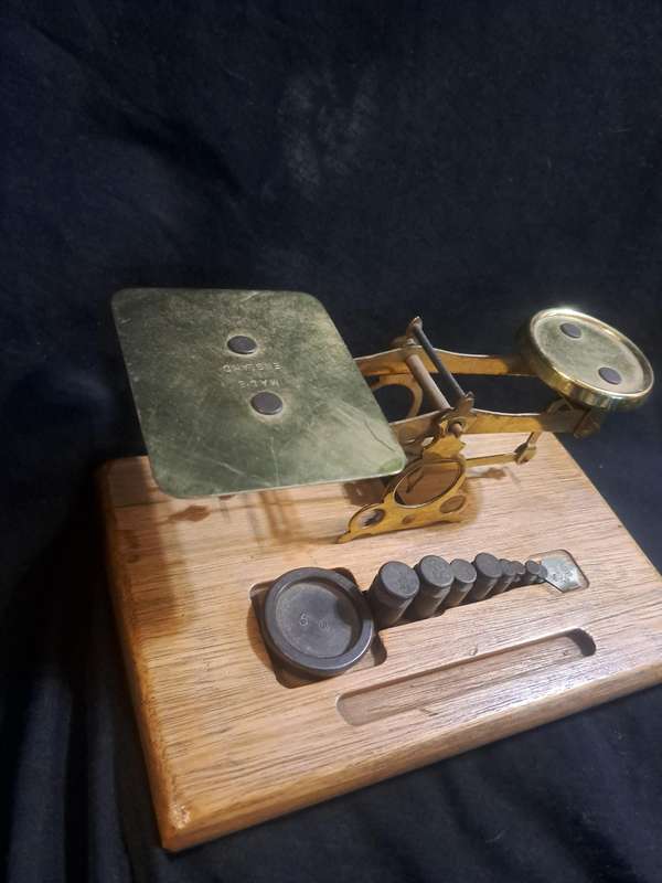Antique brass postage scale