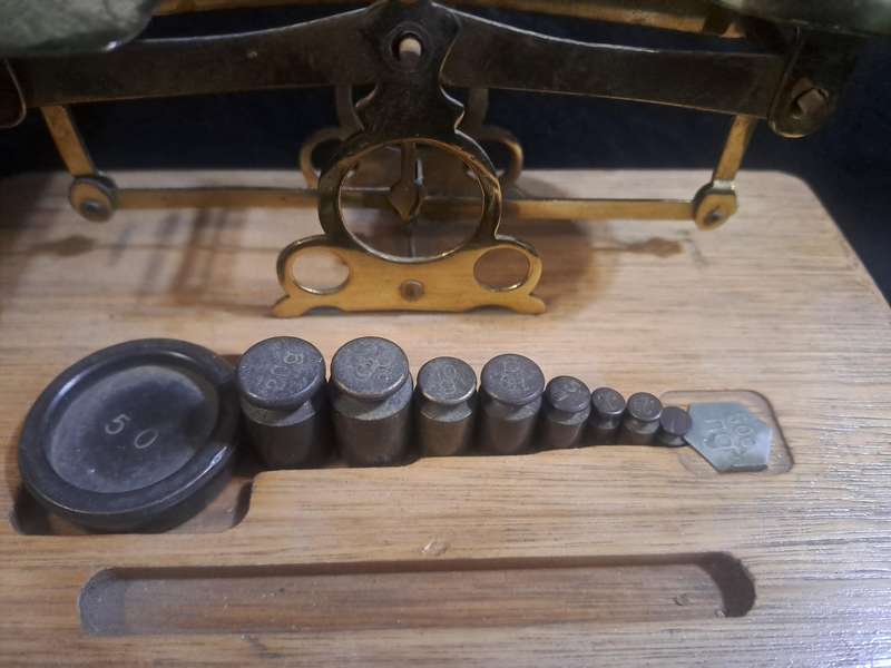 Antique brass postage scale