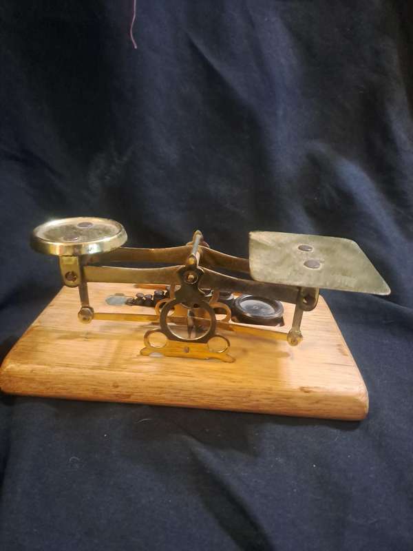 Antique brass postage scale