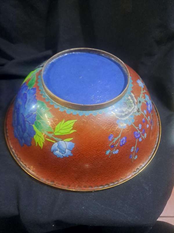 Vintage Cloisonne bowl with stand