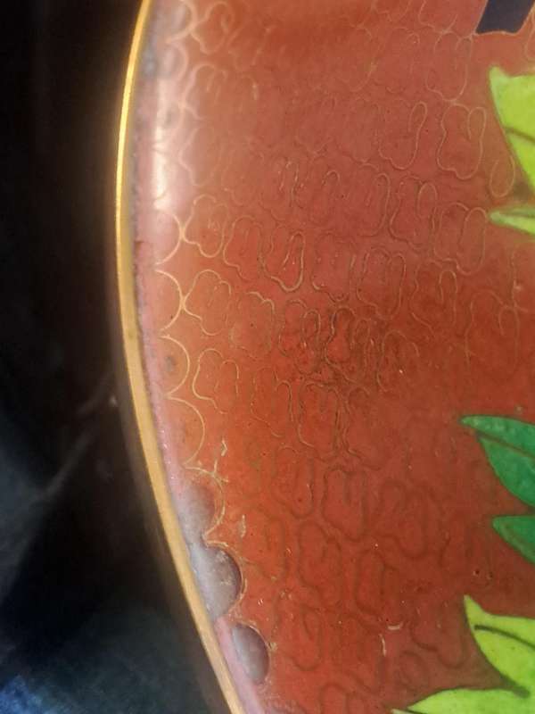 Vintage Cloisonne bowl with stand