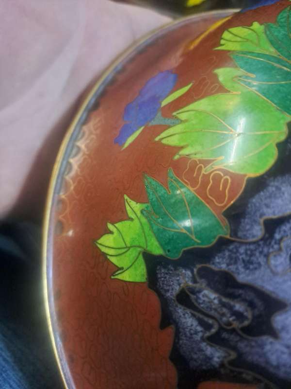 Vintage Cloisonne bowl with stand