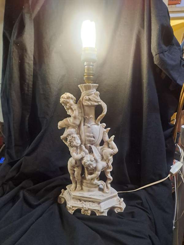 Angel lamp resin marked Le Ron (slightly chiped)