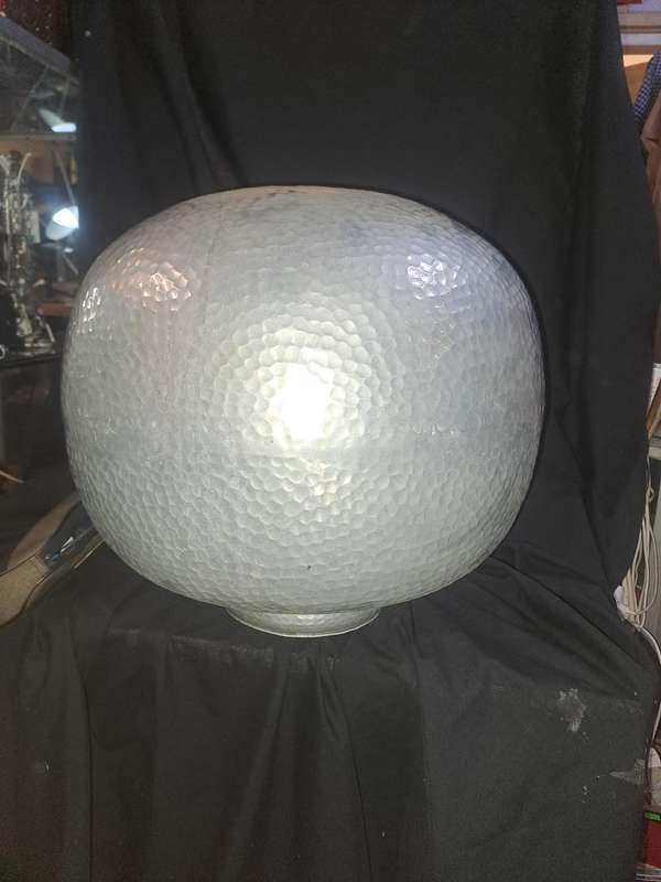 Beautiful hand beaten aluminum deco vase very big  38cm high and about 40cm in diameter