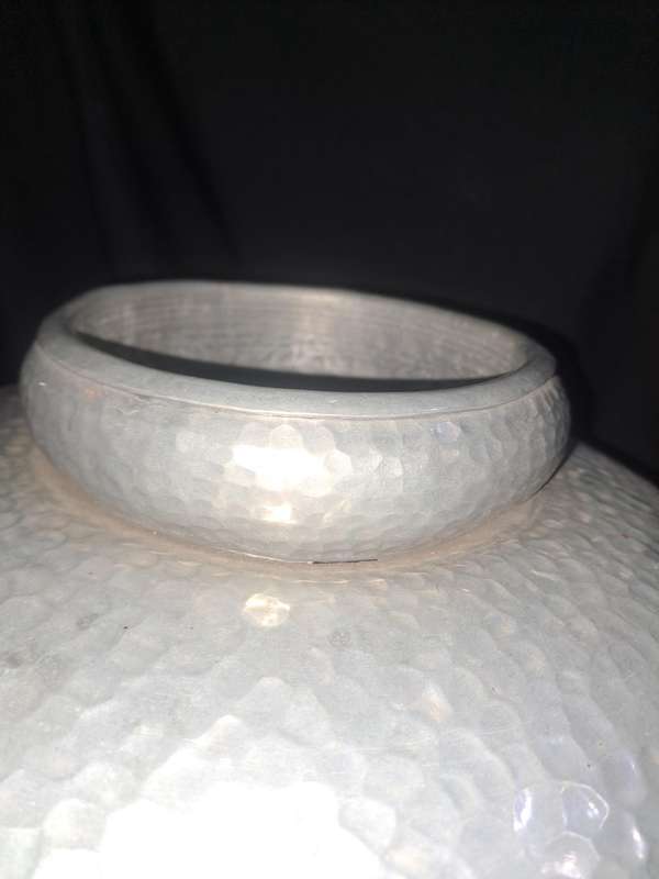 Beautiful hand beaten aluminum deco vase very big  38cm high and about 40cm in diameter