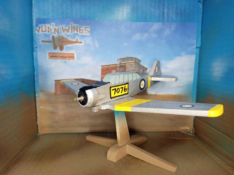 Handmade 1/48 scale, North American T-6 Harvard, wooden model.