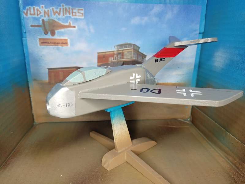 Handmade 1/48 scale, Focke-Wulf Ta-183 Huckebein, wooden model.