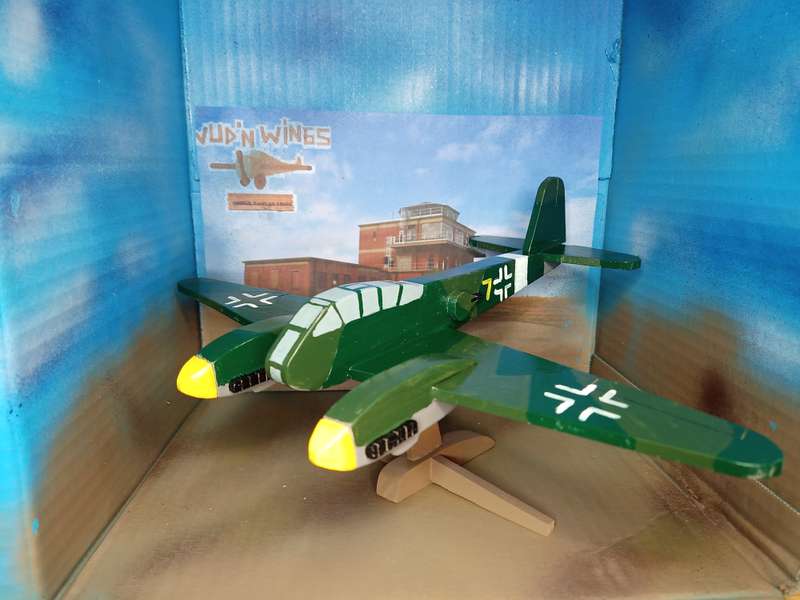 Handmade 1/48 scale, Messerschmitt Me-410 Hornet, wooden model.