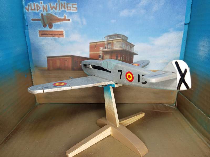 Handmade 1/48 scale, Hispano Ha-1112, wooden model.