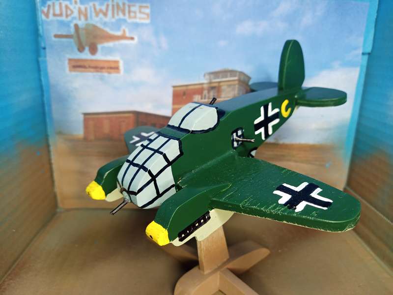 Handmade toon/egg Plane, Heinkel He-111, wooden model.