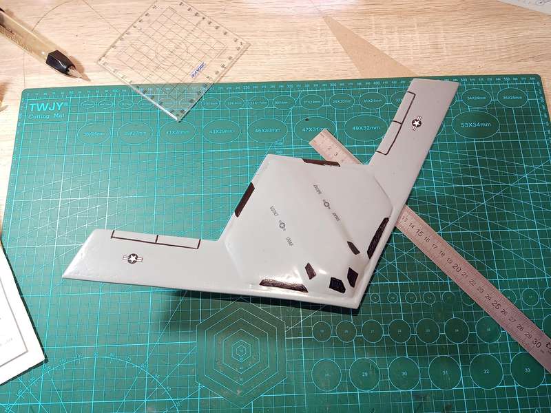 Handmade 1/100 scale, Northrop-Grumman B-21 Raider, wooden model.