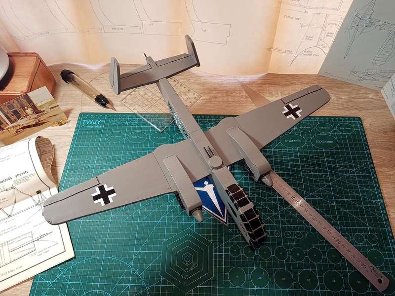 Handmade 1/48 scale, Junkers Ju-288, wooden model