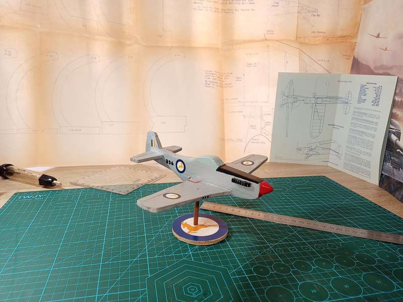 Handmade 1/48 scale, North American P-51d Mustang, wooden model