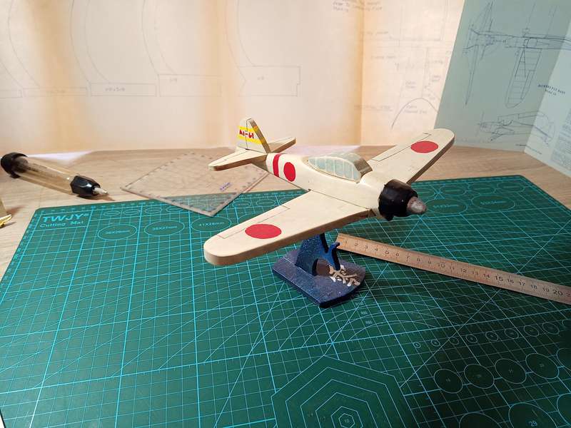 Handmade 1/48 scale, Mitsubishi A6M2 Zero, wooden model.