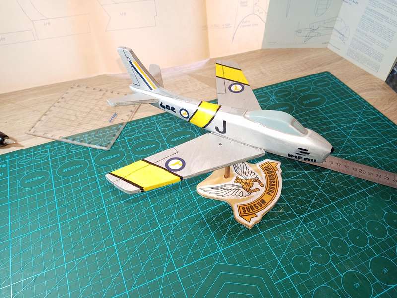 Handmade 1/48 scale, North American F-86 Sabre, wooden model.