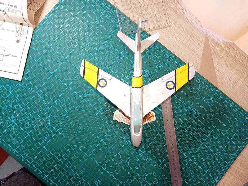 Handmade 1/48 scale, North American F-86 Sabre, wooden model.
