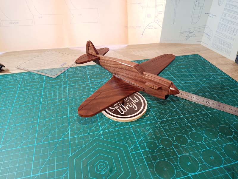 Handmade 1/48 scale, Curtiss P-40E Kittyhawk, Solid American Walnut, wooden model.