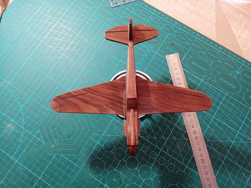 Handmade 1/48 scale, Curtiss P-40E Kittyhawk, Solid American Walnut, wooden model.