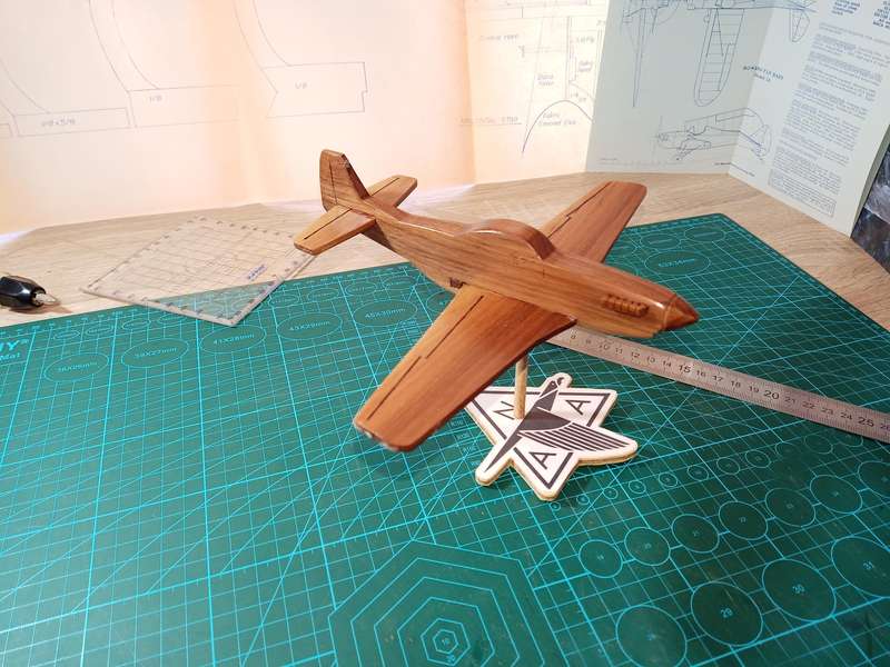 Handmade 1/48, North American P-51d Mustang, Solid Kiaat, wooden model