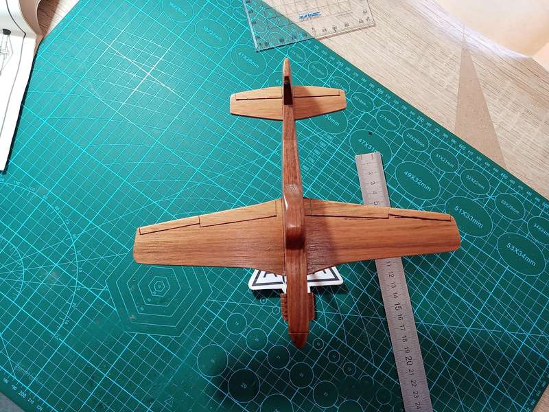 Handmade 1/48, North American P-51d Mustang, Solid Kiaat, wooden model
