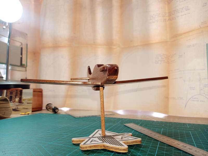Handmade 1/48, North American P-51d Mustang, Solid Kiaat, wooden model