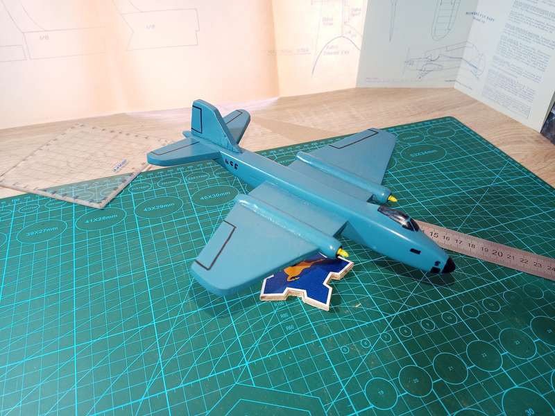Handmade 1/100 scale, English Electric Canberra, wooden model