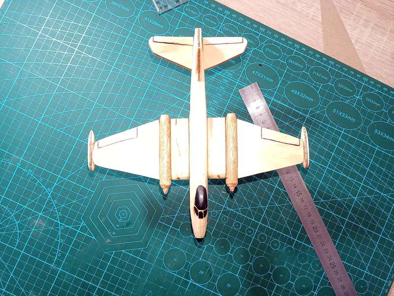 Handmade 1/100 scale, English Electric Canberra, wooden model