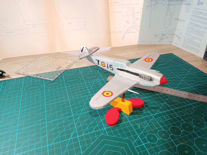 Handmade 1/48 scale, Hispano Ha-1112, wooden model.